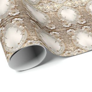 Moderne Witte Bloemen Parels Inpakpapier