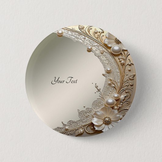 Moderne Witte Bloemen Parels Knoop Ronde Button 5,7 Cm (Voorkant)