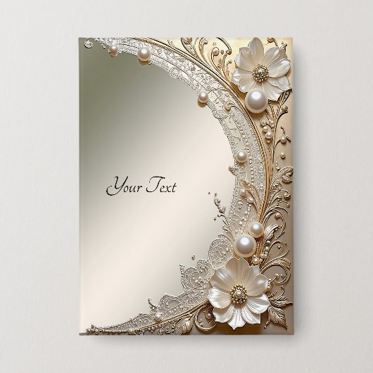 Moderne Witte Bloemen Parels Knop Button (Voorkant)