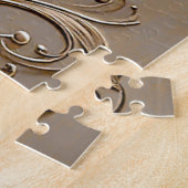 Moderne Witte Bloemen Parels Legpuzzel (Zijkant)
