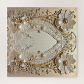 Moderne Witte Bloemen Parels Legpuzzel (Horizontaal)