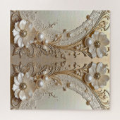 Moderne Witte Bloemen Parels Legpuzzel (Horizontaal)