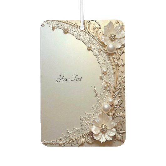 Moderne witte bloemen parels luchtverfrisser (Voorkant)