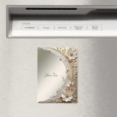 Moderne Witte Bloemen Parels Magneet (Insitu (Vaatwasser))