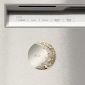Moderne Witte Bloemen Parels Magneet (Insitu (Vaatwasser))
