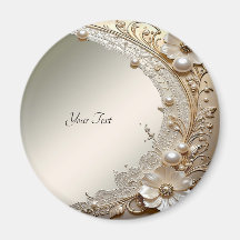 Moderne Witte Bloemen Parels Magneet
