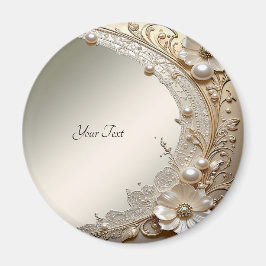 Moderne Witte Bloemen Parels Magneet