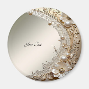 Moderne Witte Bloemen Parels Magneet