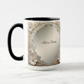 Moderne Witte Bloemen Parels Mok (Links)