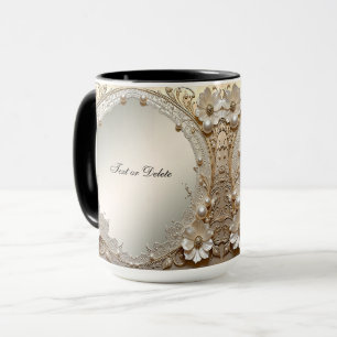 Moderne Witte Bloemen Parels Mok