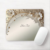 Moderne Witte Bloemen Parels Muismat (Met muis)