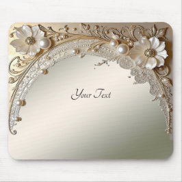 Moderne Witte Bloemen Parels Muismat