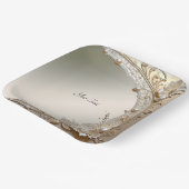 Moderne Witte Bloemen Parels Papieren Bord (Gebogen)