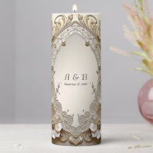 Moderne Witte Bloemen Parels Pilaarkaars