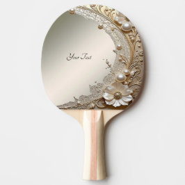 Moderne Witte Bloemen Parels Ping Pong Paddle Tafeltennisbatje