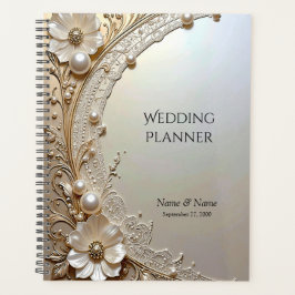 Moderne Witte Bloemen Parels Planner