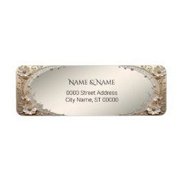 Moderne Witte Bloemen Parels Retouradres Label