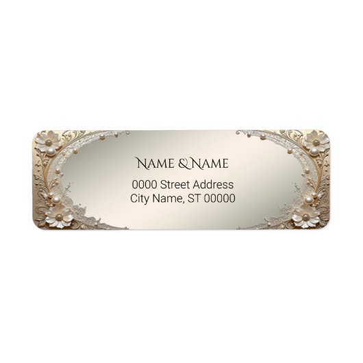 Moderne Witte Bloemen Parels Retouradres Label (Voorkant)