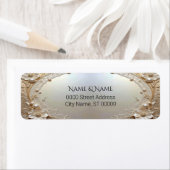 Moderne Witte Bloemen Parels Retouradres Label (Insitu)