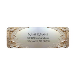 Moderne Witte Bloemen Parels Retouradres Label