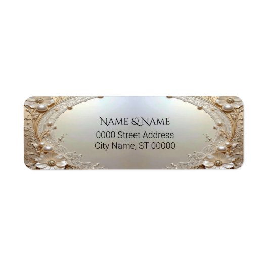 Moderne Witte Bloemen Parels Retouradres Label (Voorkant)