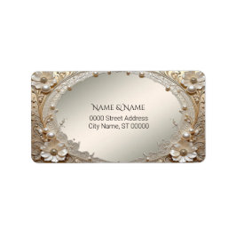 Moderne Witte Bloemen Parels Retouradres Label