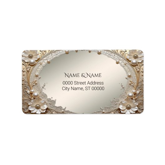 Moderne Witte Bloemen Parels Retouradres Label (Voorkant)