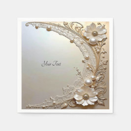 Moderne Witte Bloemen Parels Servet