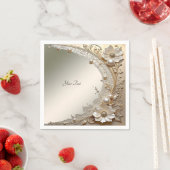 Moderne Witte Bloemen Parels Servet (Insitu)