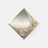 Moderne Witte Bloemen Parels Servet (Hoek)