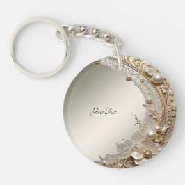 Moderne Witte Bloemen Parels Sleutelhanger
