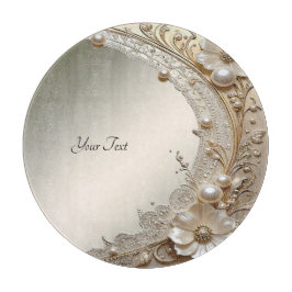 Moderne Witte Bloemen Parels Snijplank