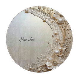 Moderne Witte Bloemen Parels Snijplank