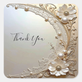 Moderne Witte Bloemen Parels Sticker