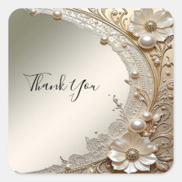 Moderne Witte Bloemen Parels Sticker