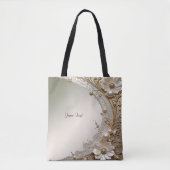 Moderne Witte Bloemen Parels Tote Tas (Voorkant)