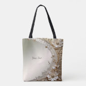 Moderne Witte Bloemen Parels Tote Tas (Achterkant)