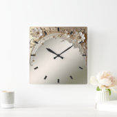 Moderne Witte Bloemen Parels Wandklok (Huis)