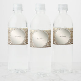 Moderne Witte Bloemen Parels Waterfles Label Etiket