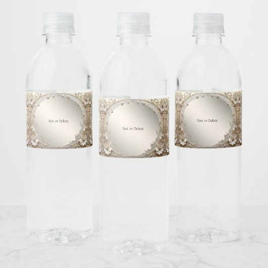 Moderne Witte Bloemen Parels Waterfles Label Etiket (Flessen)