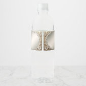 Moderne Witte Bloemen Parels Waterfles Label Etiket (Achterkant)
