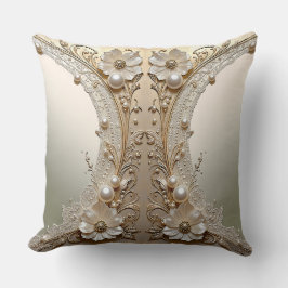 Moderne Witte Bloemen Parels Worp Kussen