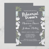 Moderne Witte Bloemen Repetitie Diner Uitnodiging (Voorkant / Achterkant)
