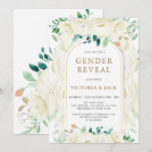 Moderne Witte Bloemen Tuin Geslacht Onthullen Kaart (Voorkant / Achterkant)