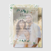 Moderne witte bloementuin Spaans geslacht onthulle Vellum Uitnodigingen (Offset (Koppel))