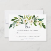 Moderne Witte Bloemige Tuin Bruiloft RSVP (Voorkant)
