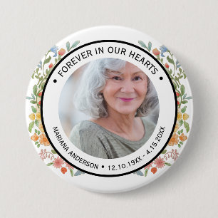 Moderne Witte Bloemstukken Altijd in onze Harten H Ronde Button 7,6 Cm