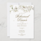 Moderne witte bloesem bloemencursus diner kaart (Voorkant)