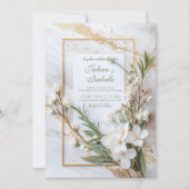 Moderne witte bloesem bruiloft kaart (Voorkant)