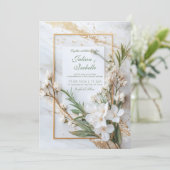 Moderne witte bloesem bruiloft kaart (Staand voorkant)